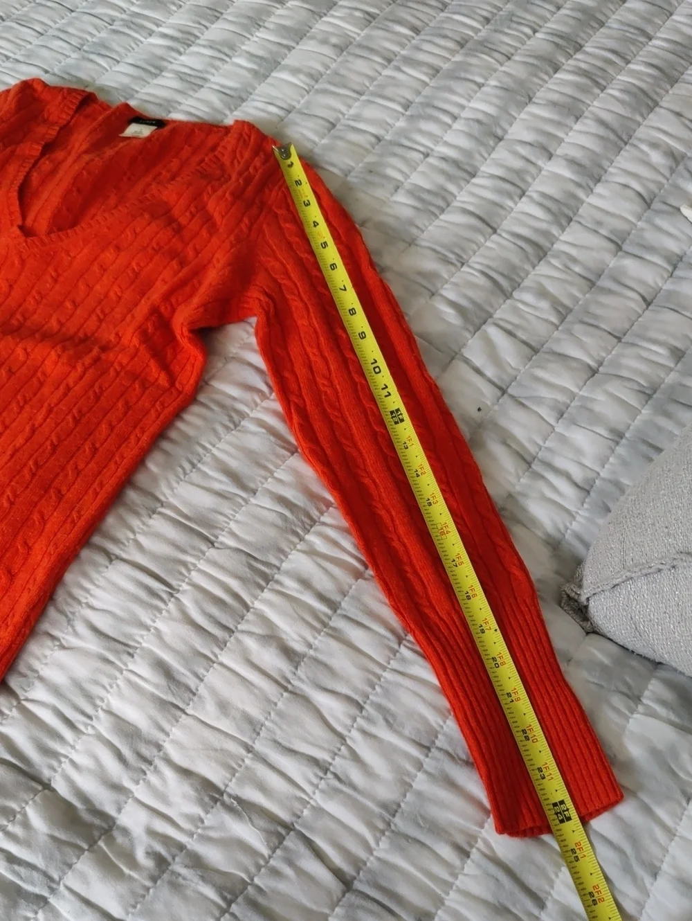 J.crew Women's Cable Knit V-Neck Sweater Orange Vintage Cottagecore Y2K Luxury